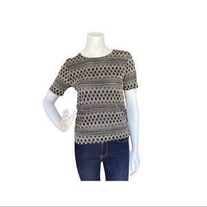 Gold and black elastic-embroidered blouse